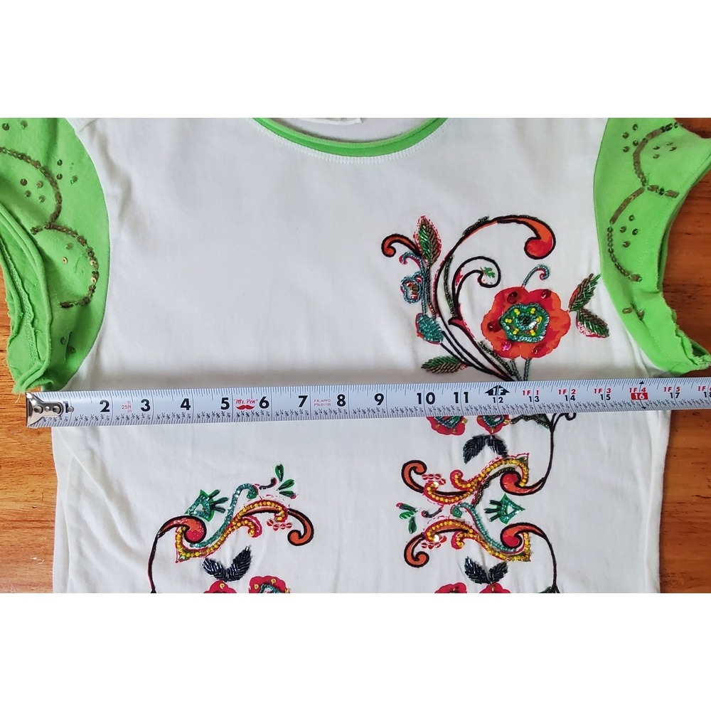 Double D Ranch Beaded Sequined Embroidered Short Sleeve‎ Medium Floral Shirt - Picture 12 of 12